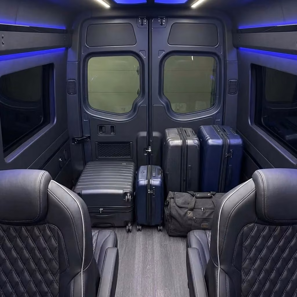 desert hot springs sprinter van rental with driver luggage area